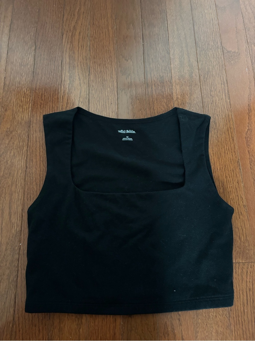 wild fable Black Square-Neck Cropped Tank Top
